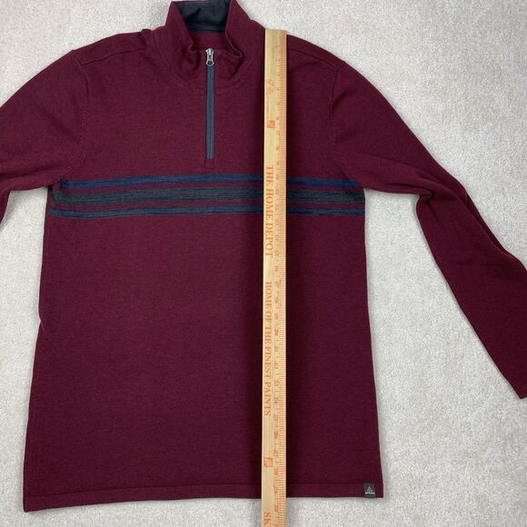 Prana Sweater Men's Large Striped Holberg 1/4 Zip Wool Blend Gorpcore Outdoors - Picture 11 of 12